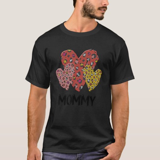 Mommy Hearts Leopard Kariert Vlentines Day Boys Gi T-Shirt (Vorderseite)