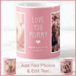 Mommy I Liebe You Fotos Moderne rosa C51 & White Kaffeetasse<br><div class="desc">Meine individuell anpassbare Tasse ist so konzipiert, dass sie eine Touch von Eleganz in Ihren Alltag bringt. Die Tasse hat einen schlichten, farbigen Hintergrund, ergänzt durch zwei Fotos mit schick weißen Rahmen, eine personalisierte Nachricht, und "wer aus" Detail, alles in knusprig weiß, um sich von der Farbe Ihrer Wahl. Meine...</div>