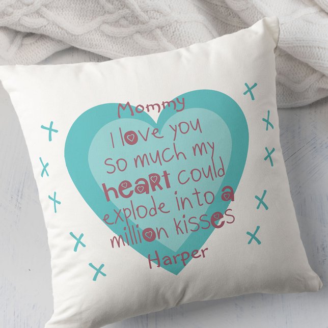 Mommy ich Liebe Sie so viel .. Herz und Kisses Whi Kissen (Von Creator hochgeladen)