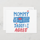 Mommy ist der Chef Daddy und ich stimme zu Postkarte (Vorne/Hinten)