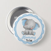 Mommy Junge Mutter Baby Boy Dusche Elephant Blue Button (Vorne & Hinten)