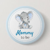 Mommy Junge Mutter Baby Boy Dusche Elephant Blue Button (Vorderseite)