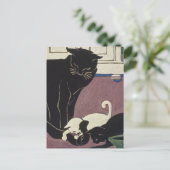 Mommy Kat and Kittens Postkarte (Stehend Vorderseite)