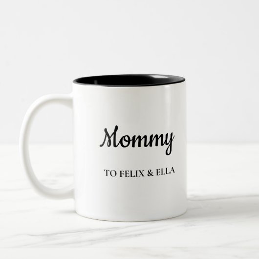 Mommy | Kindernamen der Neuen Mutter Zweifarbige Tasse (Links)