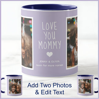 Mommy Liebe Sie 2 Fotos Modernes Lilac Mauve C123 Tasse