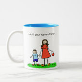 Mommy & Me - Brünette kleine Jungen, individuelle Zweifarbige Tasse (Links)
