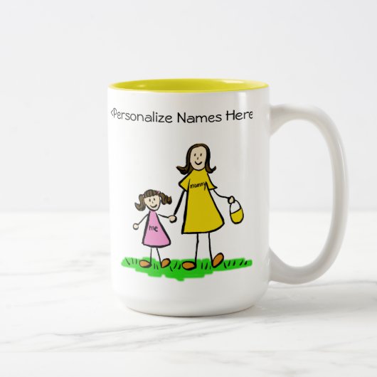 Mommy & Me Brünette kleine Mädchen Geschenkidee Ta Zweifarbige Tasse (Rechts)