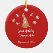 Mommy & Me Kangaroo mit Schneeflocken Keramik Ornament (Hinten)
