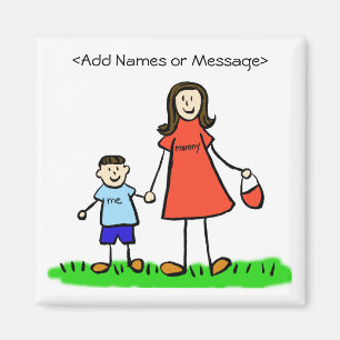 Mommy & Me - Mother and Son Brünett Family Magnet