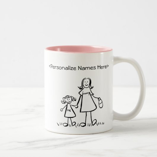 Mommy & Me - Mother & Little Girl Custom Gift Tass Zweifarbige Tasse (Rechts)