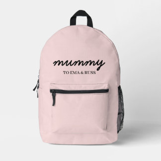 Mommy Modern Kids Names Blush Pink Design Bedruckter Rucksack