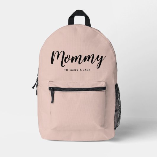 Mommy | Moderne Mama Kinder benennen Rosa Bedruckter Rucksack (Vorderseite)