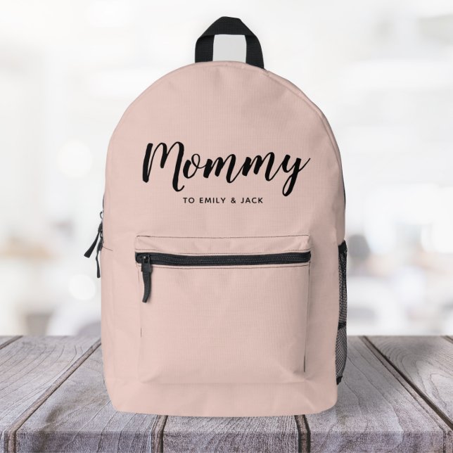Mommy | Moderne Mama Kinder benennen Rosa Bedruckter Rucksack