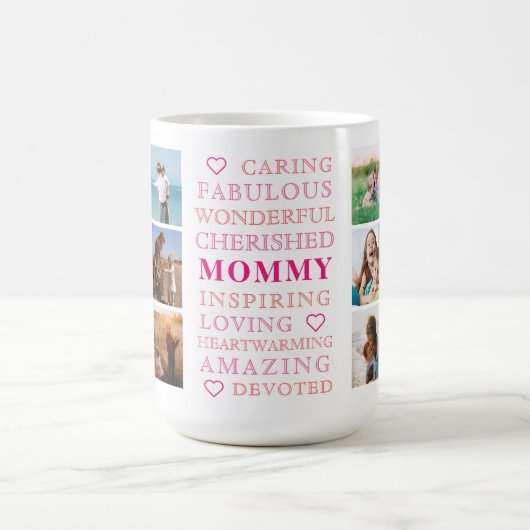 Mommy ModernTypografy Family Foto Collage Kaffeetasse (Mittel)