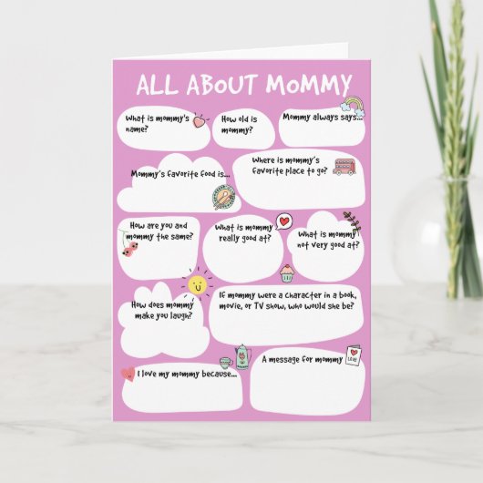 MOMMY Mother Day Questionnaire Card, Fi Einladung (Vorderseite)