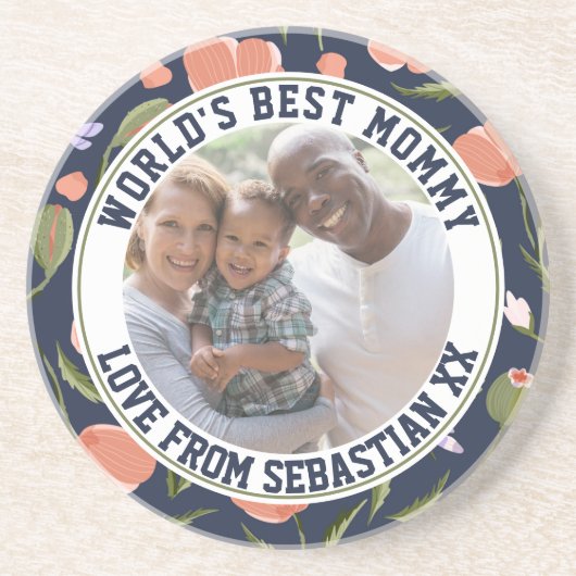 Mommy-Muster für die Blume von Personalisierten Fo Getränkeuntersetzer (Vorne)