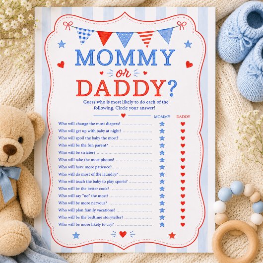 Mommy oder Daddy Baby Shower Spiel Einladung