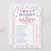 Mommy oder Daddy Baby Shower Spiel Einladung (Vorderseite)