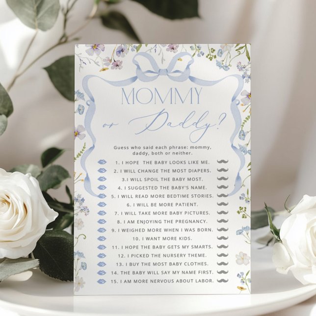 Mommy oder Daddy Blue Bow raten Who Floral game (Von Creator hochgeladen)