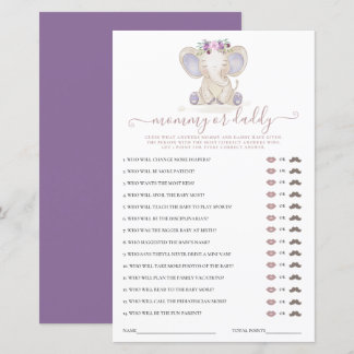 Mommy oder Daddy Elephant Girl Baby Shower Game