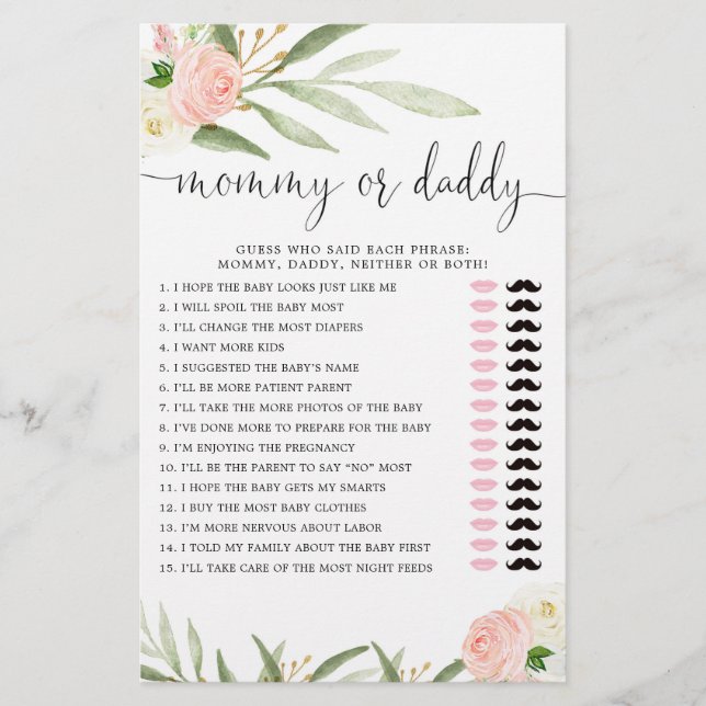 Mommy oder Daddy Game Rosa goldfarbenes Mädchen (Vorderseite)