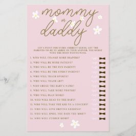 Mommy oder Daddy Guess Baby Shower Game Daisies Pi Flyer