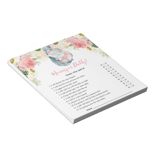 Mommy oder Daddy Guess, der gesagt hat, es Baby-Du Notizblock (angewinkelt)