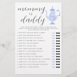 Mommy oder Daddy Guess Tea Party Boy Baby Shower Flyer