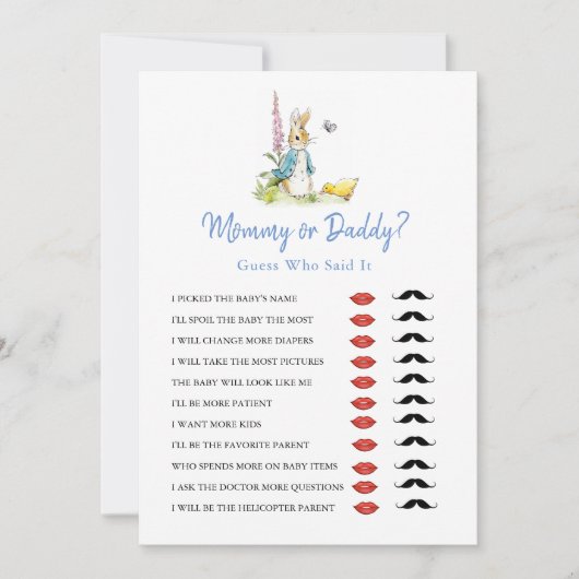 Mommy oder Daddy Peter Rabbit Baby Shower Einladung (Vorderseite)