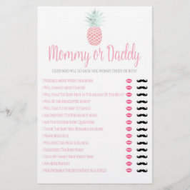 Mommy oder Daddy Pineaple Summer Baby Shower Game Flyer
