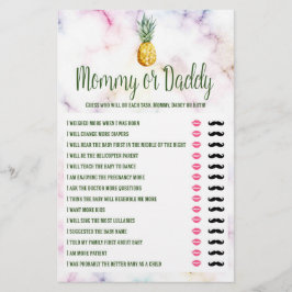 Mommy oder Daddy Pineaple Summer Baby Shower Game Flyer