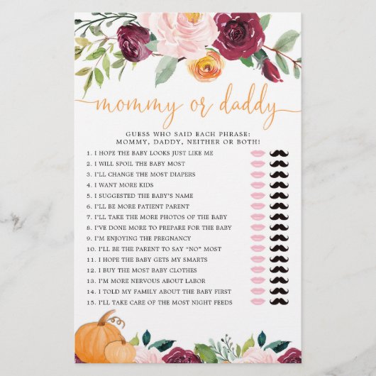 Mommy oder Daddy Wild Fall Blumenkürbis (Vorderseite)