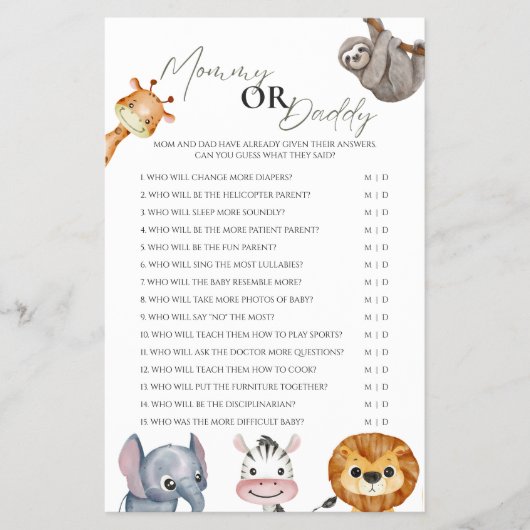 Mommy oder Daddy Wild One Baby Shower Game Flyer (Vorne)