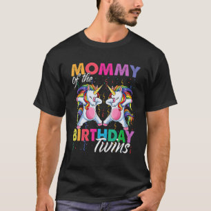 Mommy of Birthday Twins Boy Girl Dabbing Unicorn T-Shirt