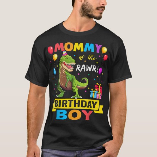 Mommy of the Birthday Boy Dinosaur Raptor Funny T-Shirt (Vorderseite)