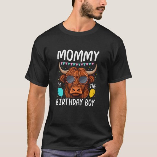 Mommy Of The Birthday Boy Highland Cow T-Shirt (Vorderseite)