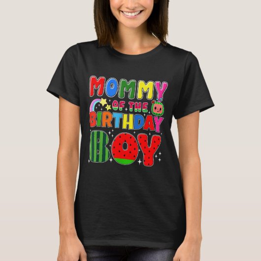 Mommy Of The Birthday Boy Melon Family Matching Fu T-Shirt (Vorderseite)