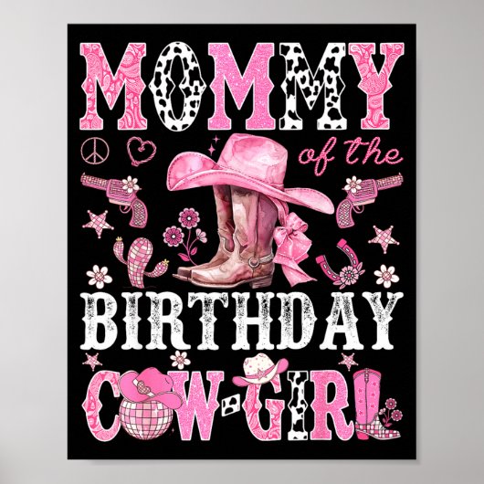 Mommy Of The Birthday Cow-girl Nk Disco Rodeo West Poster (Vorne)