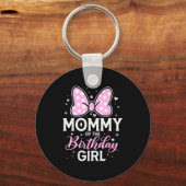 Mommy Of The Birthday Girl Cute Nk Bow Family  Schlüsselanhänger (Vorderseite)