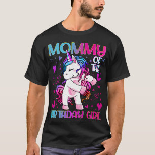 Mommy of the Birthday Girl Flossing Unicorn Mama M T-Shirt