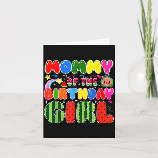 Mommy Of The Birthday Girl Melon Family Matching F Karte (Vorderseite)