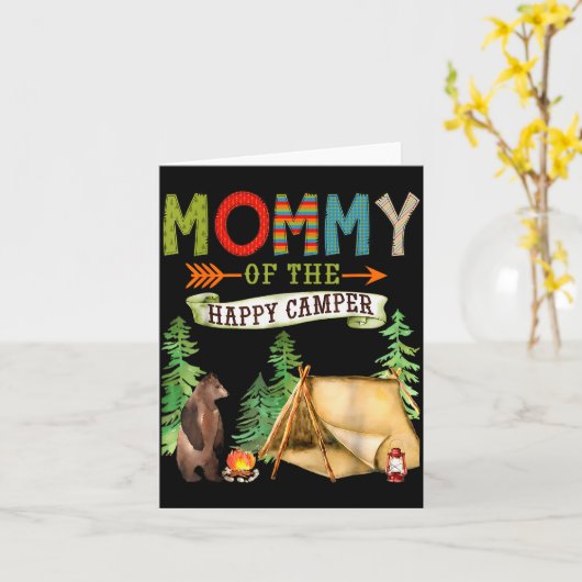 Mommy Of The Happy Camper First Birthday Camng Karte (Gelbe Blume)