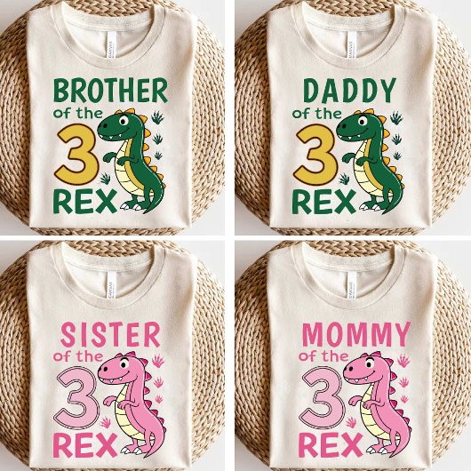 Mommy of the Three-Rex Matching Dinosaur Birthday T-Shirt