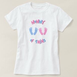 Mommy of Twin Babies Footprints T-Shirt