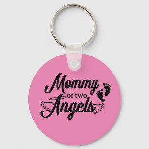 Mommy of Two Angels Twins Keychain Schlüsselanhänger