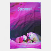 Mommy-Polar-Bär mit Cub Monogram | Geschirrtuch (Vertikal)