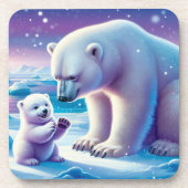 Mommy Polar Bear mit Cube | Getränkeuntersetzer (Vorderseite)
