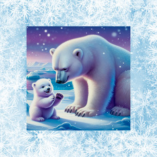 Mommy Polar Bear mit Cube Poster