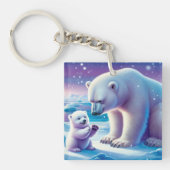 Mommy Polar Bear mit Cube | Schlüsselanhänger (Vorderseite)