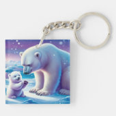 Mommy Polar Bear mit Cube | Schlüsselanhänger (Rückseite)